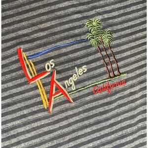 Vintage‎ 80s 90s Los Angeles California T Shirt Medium Blue Striped Retro